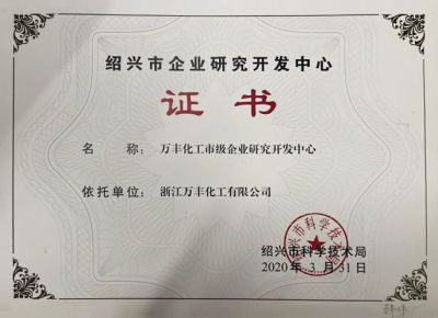 2020绍兴企业研发中心证书
